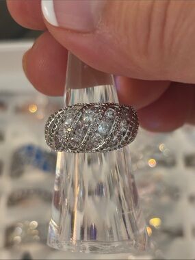 Bomb Party Destashing Silver Crystal Pavé Dome Ring